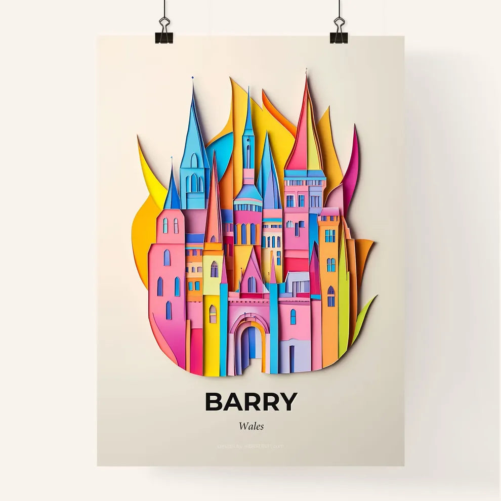 Vivid Barry, Wales, Colorful Poster