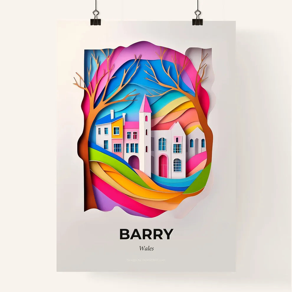 Vivid Barry, Wales, Colorful Poster