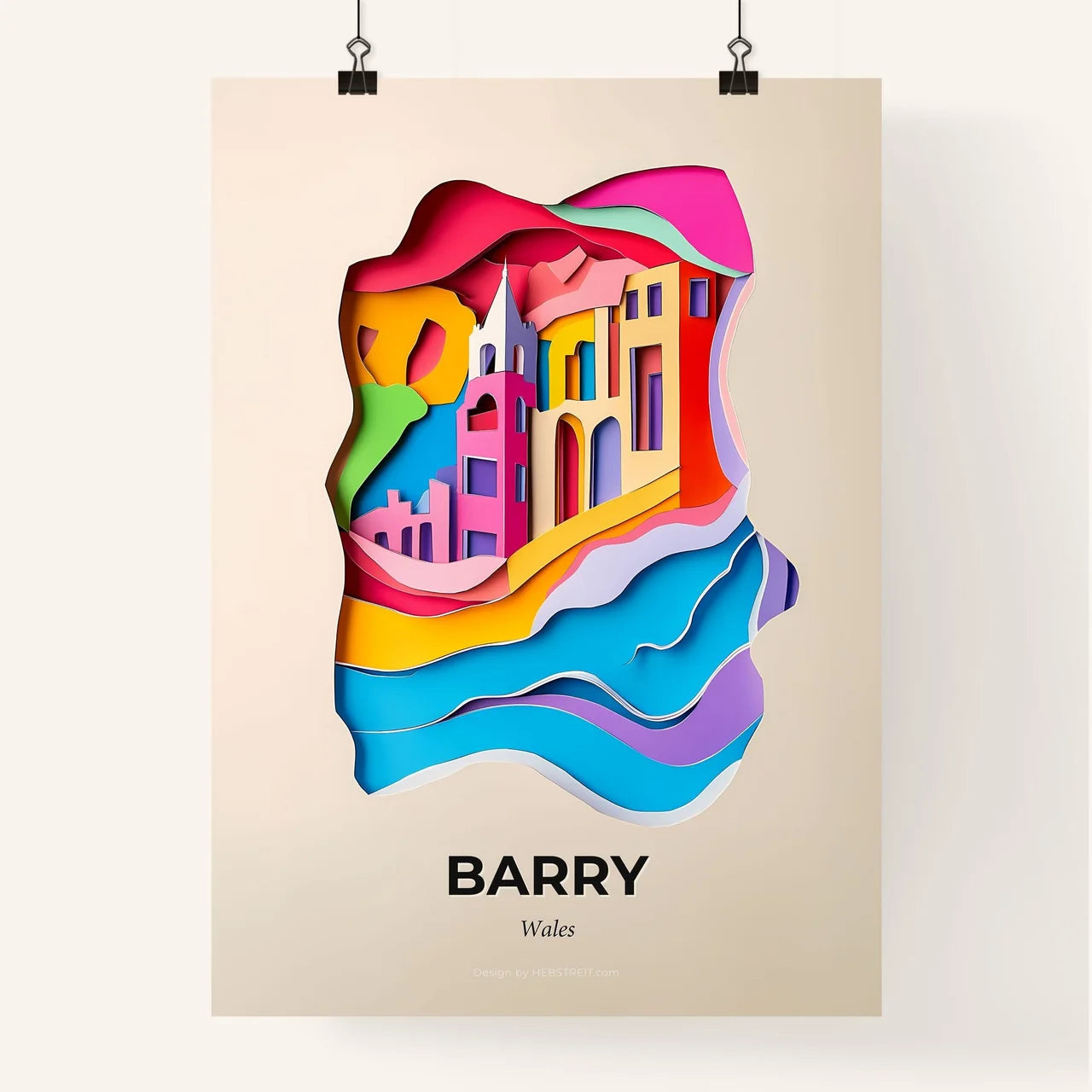 Vivid Barry, Wales, Colorful Poster