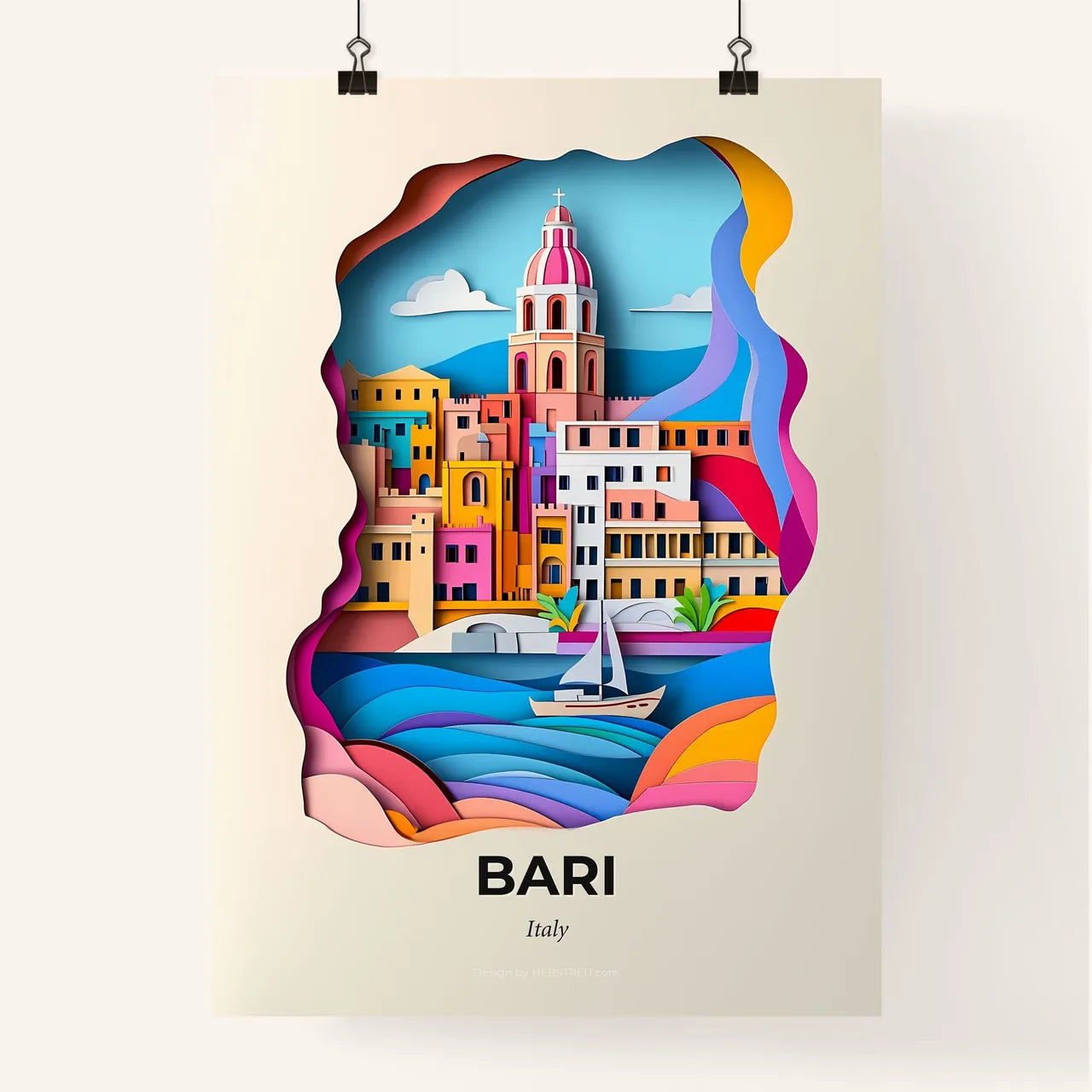 Vivid Bari, Italy, Colorful Poster