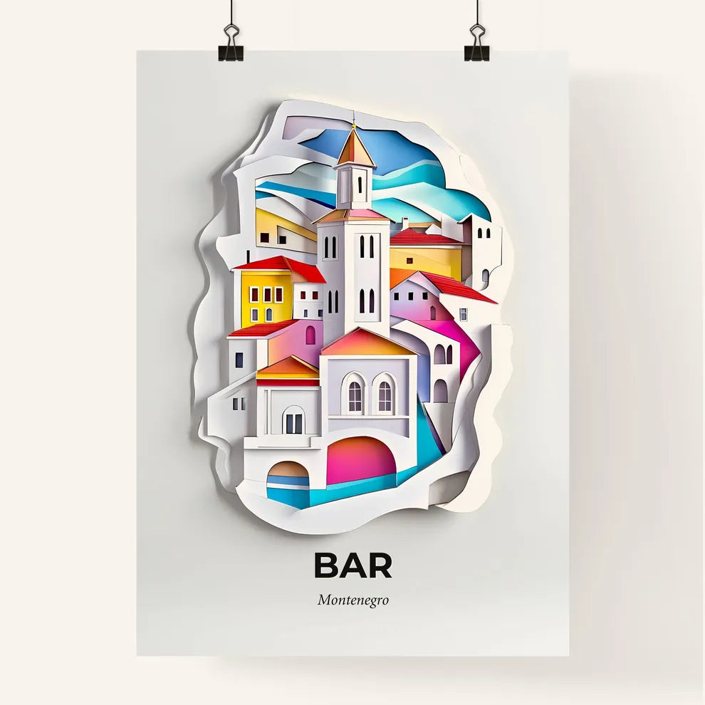 Vivid Bar, Montenegro, Colorful Poster