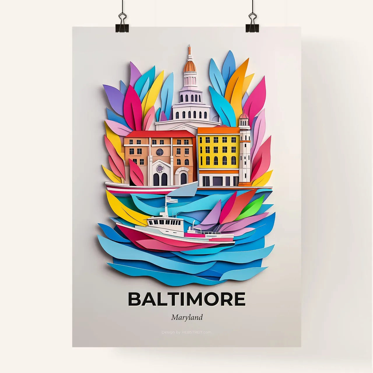Vivid Baltimore, Maryland, Colorful Poster