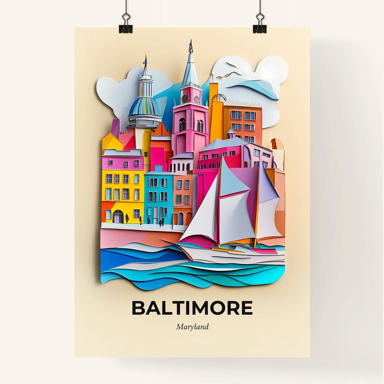 Vivid Baltimore, Maryland, Colorful Poster