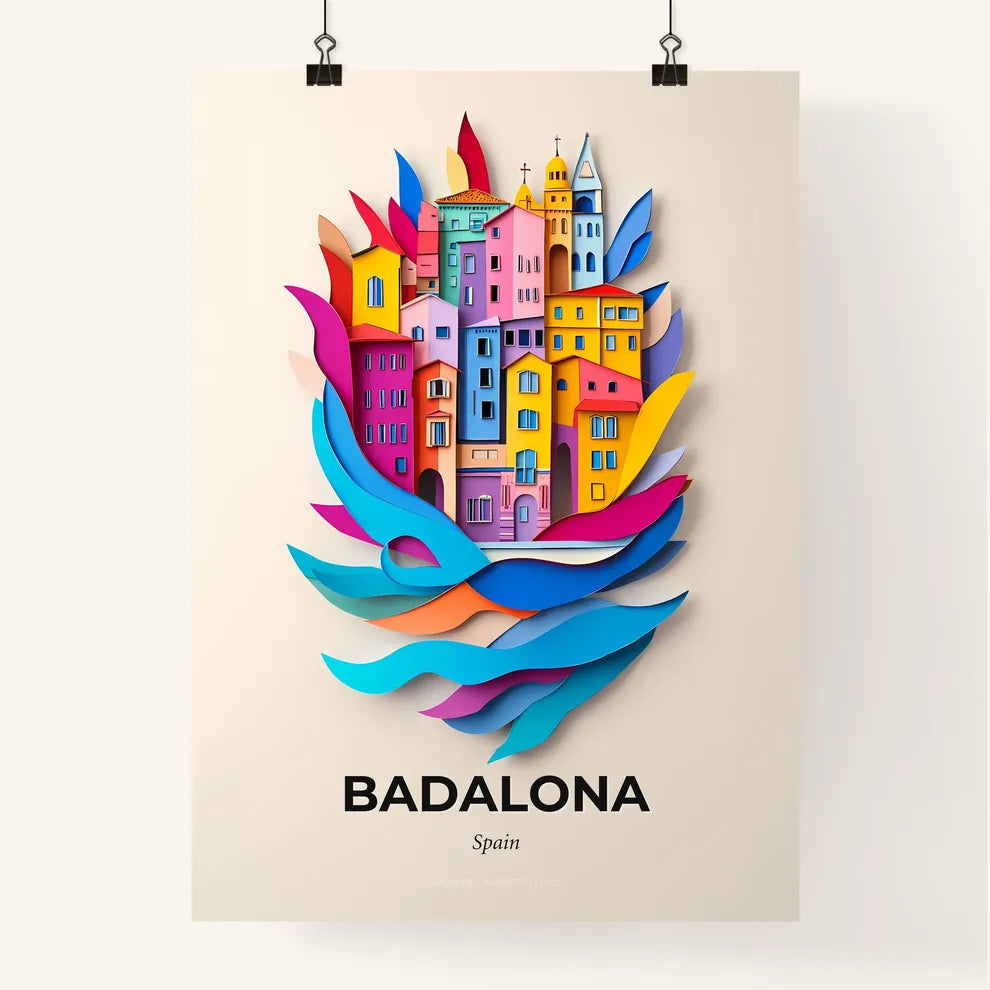 Vivid Badalona, Spain, Colorful Poster