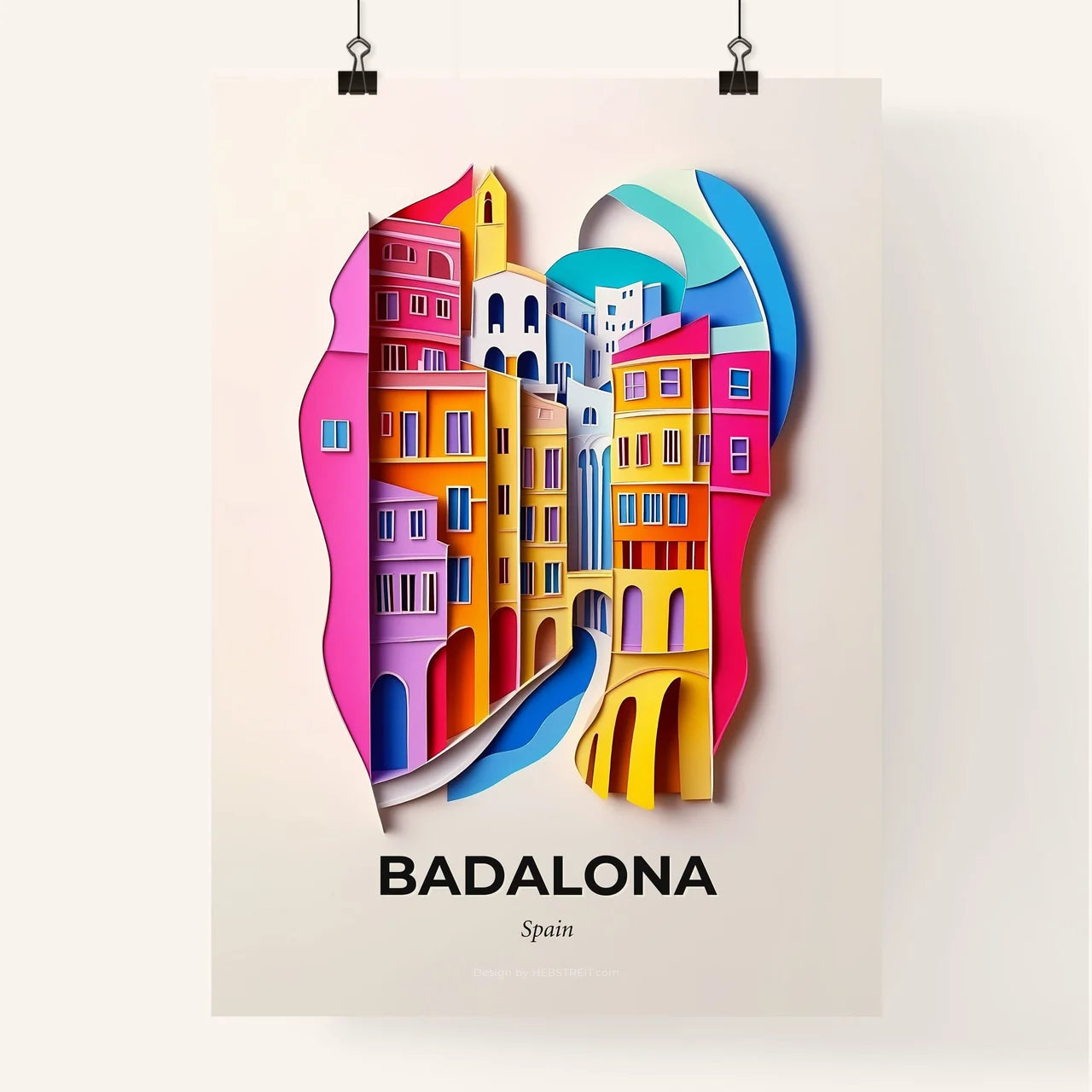Vivid Badalona, Spain, Colorful Poster