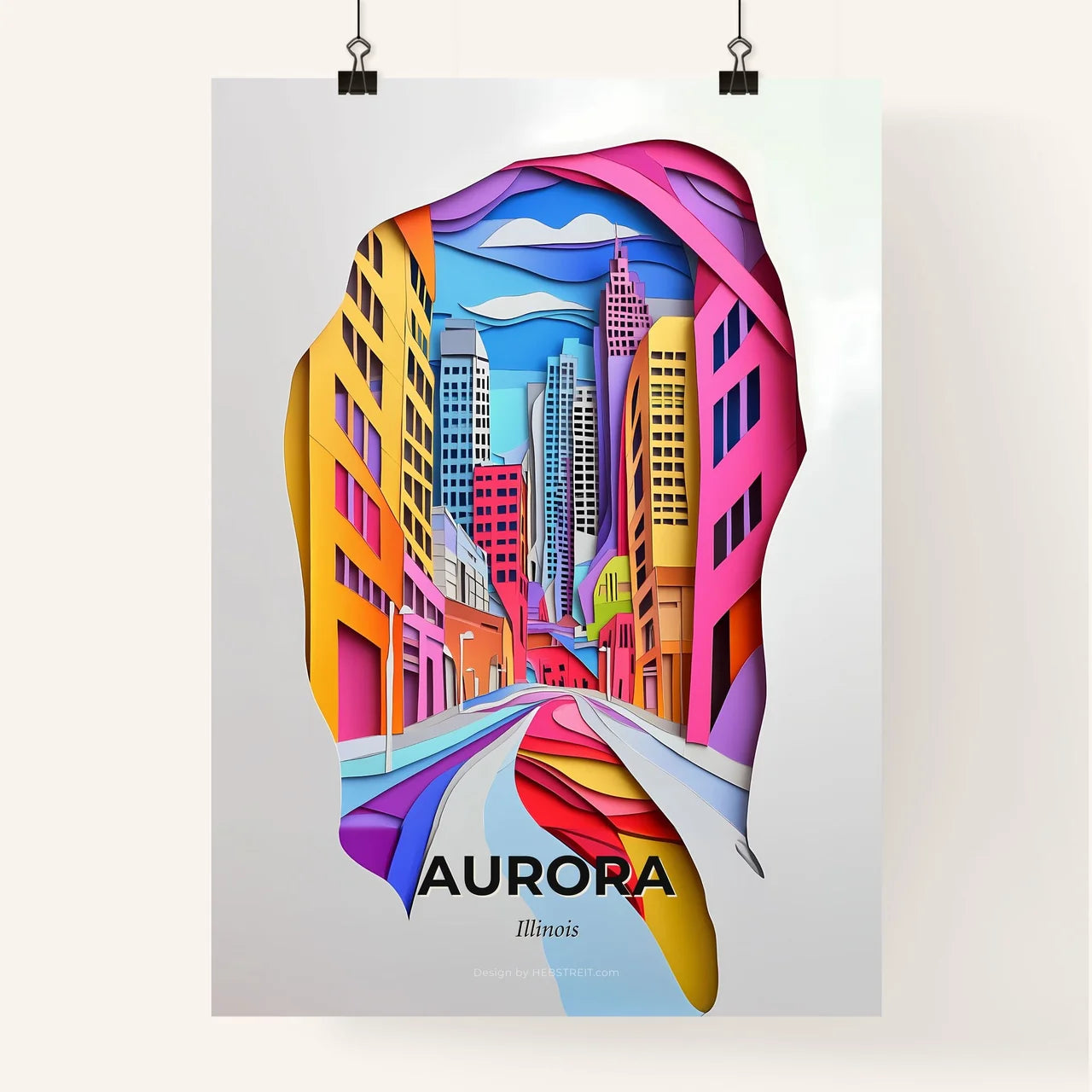 Vivid Aurora, Illinois, Colorful Poster