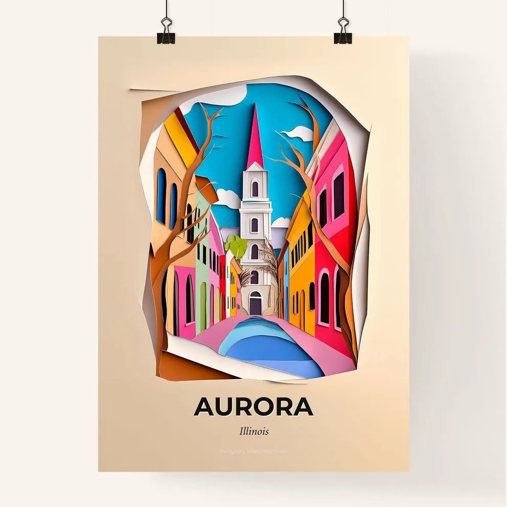 Vivid Aurora, Illinois, Colorful Poster