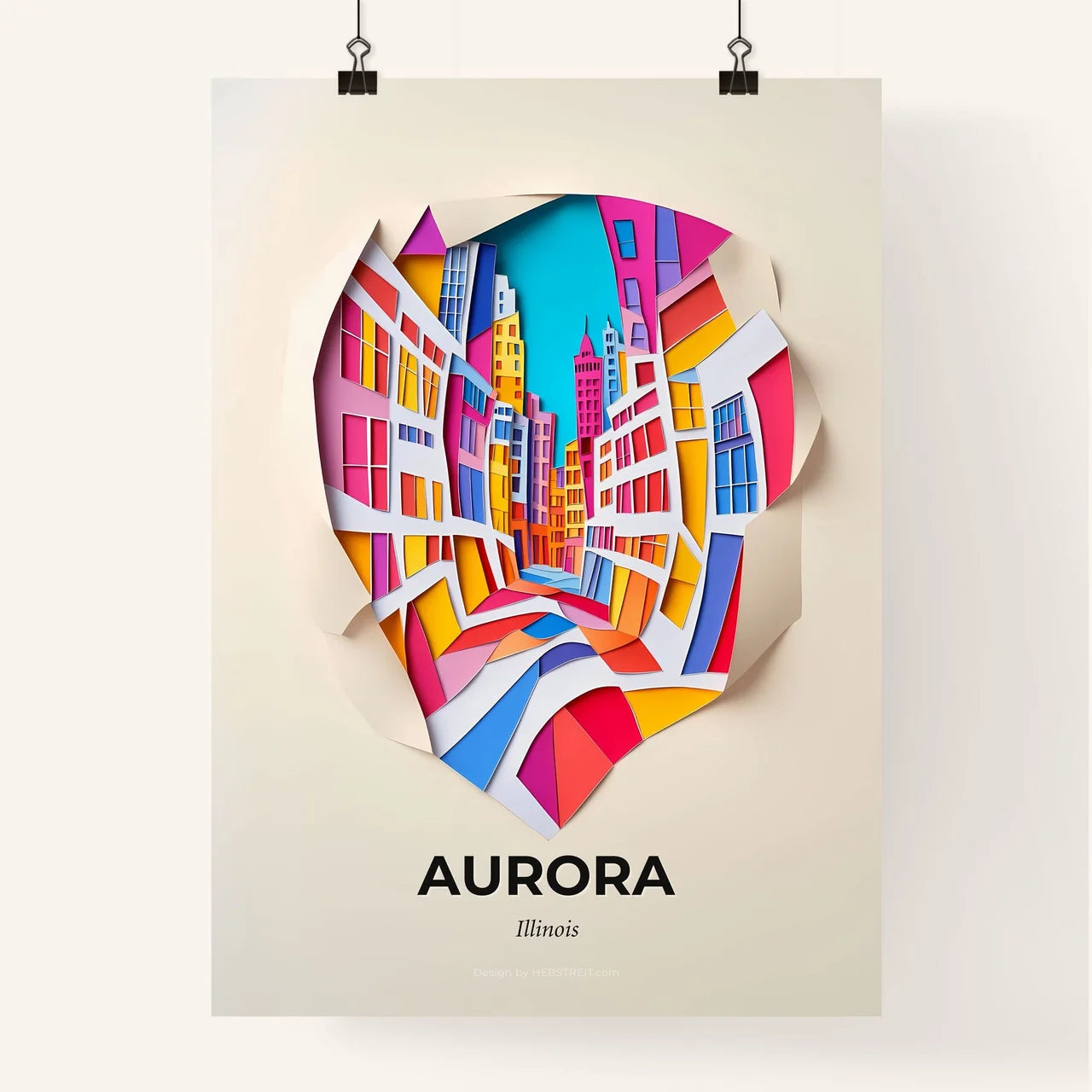 Vivid Aurora, Illinois, Colorful Poster