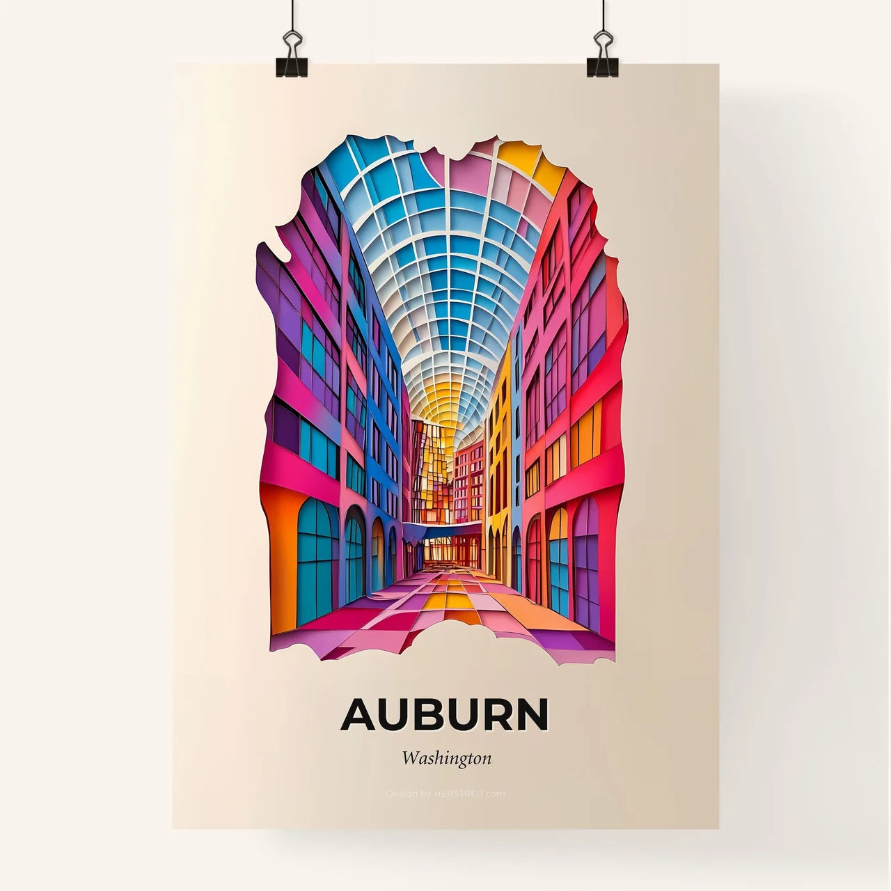 Vivid Auburn, Washington, Colorful Poster
