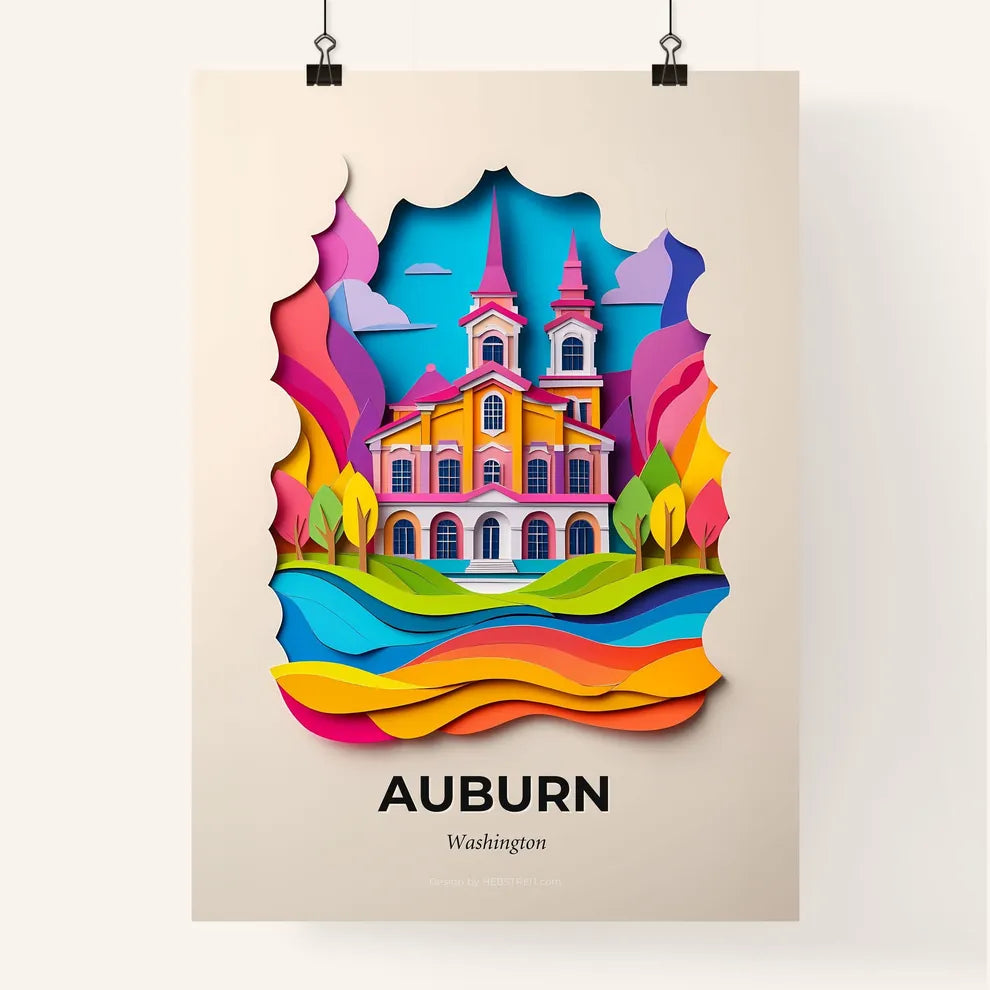 Vivid Auburn, Washington, Colorful Poster