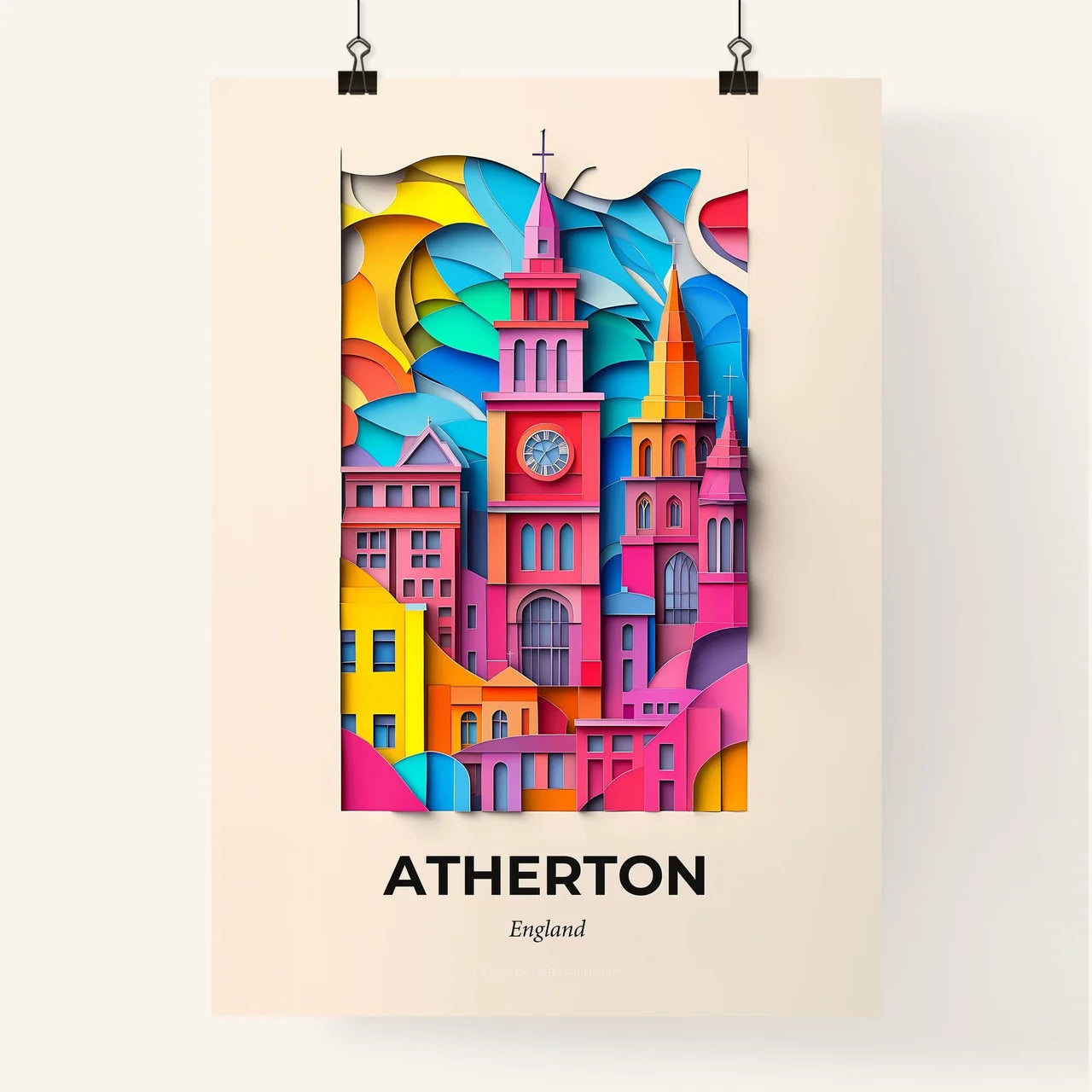 Vivid Atherton, England, Colorful Poster