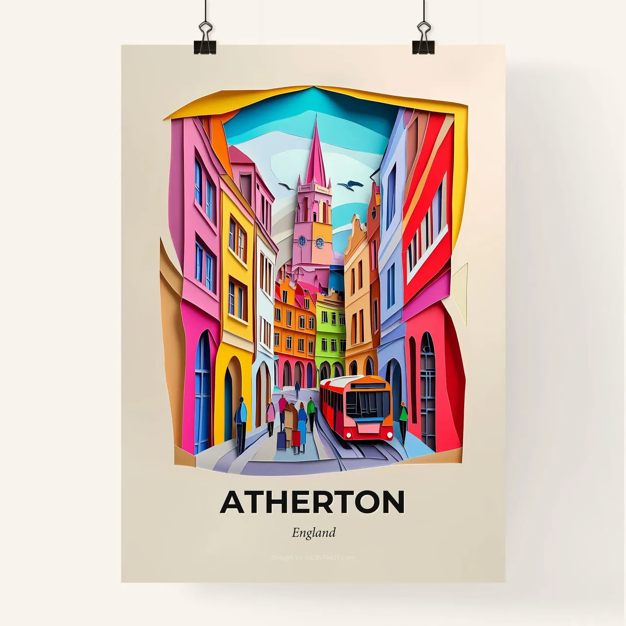 Vivid Atherton, England, Colorful Poster