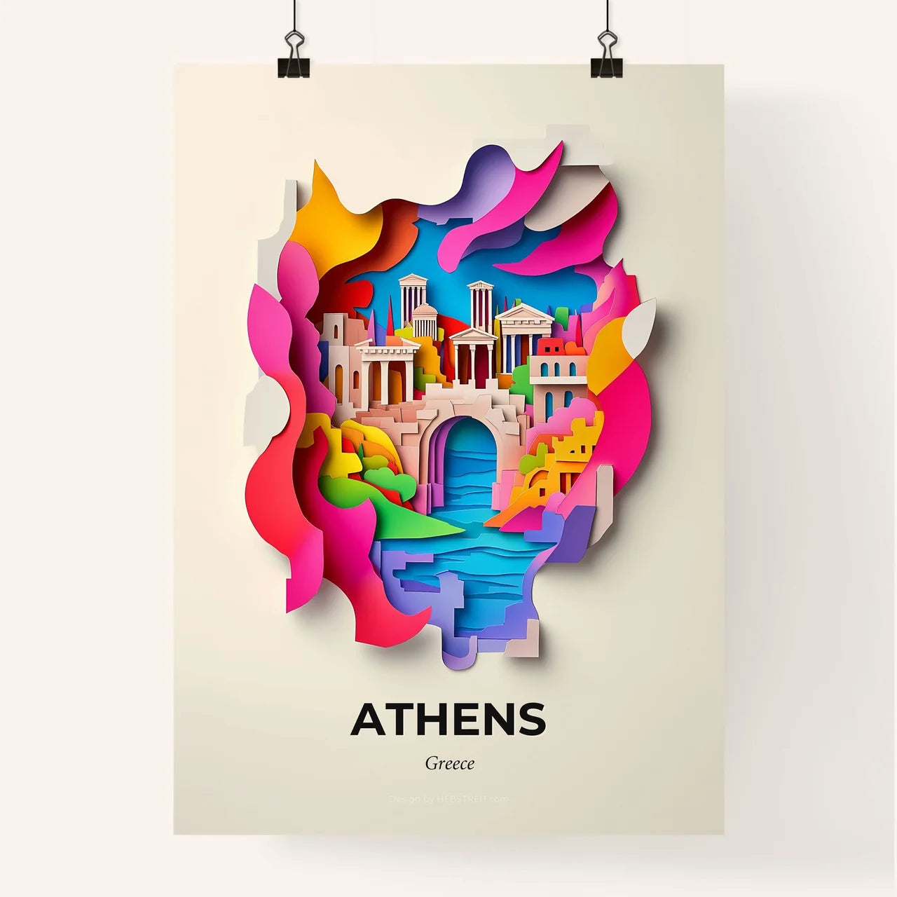 Vivid Athens, Greece, Colorful Poster