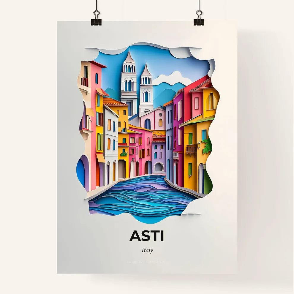 Vivid Asti, Italy, Colorful Poster