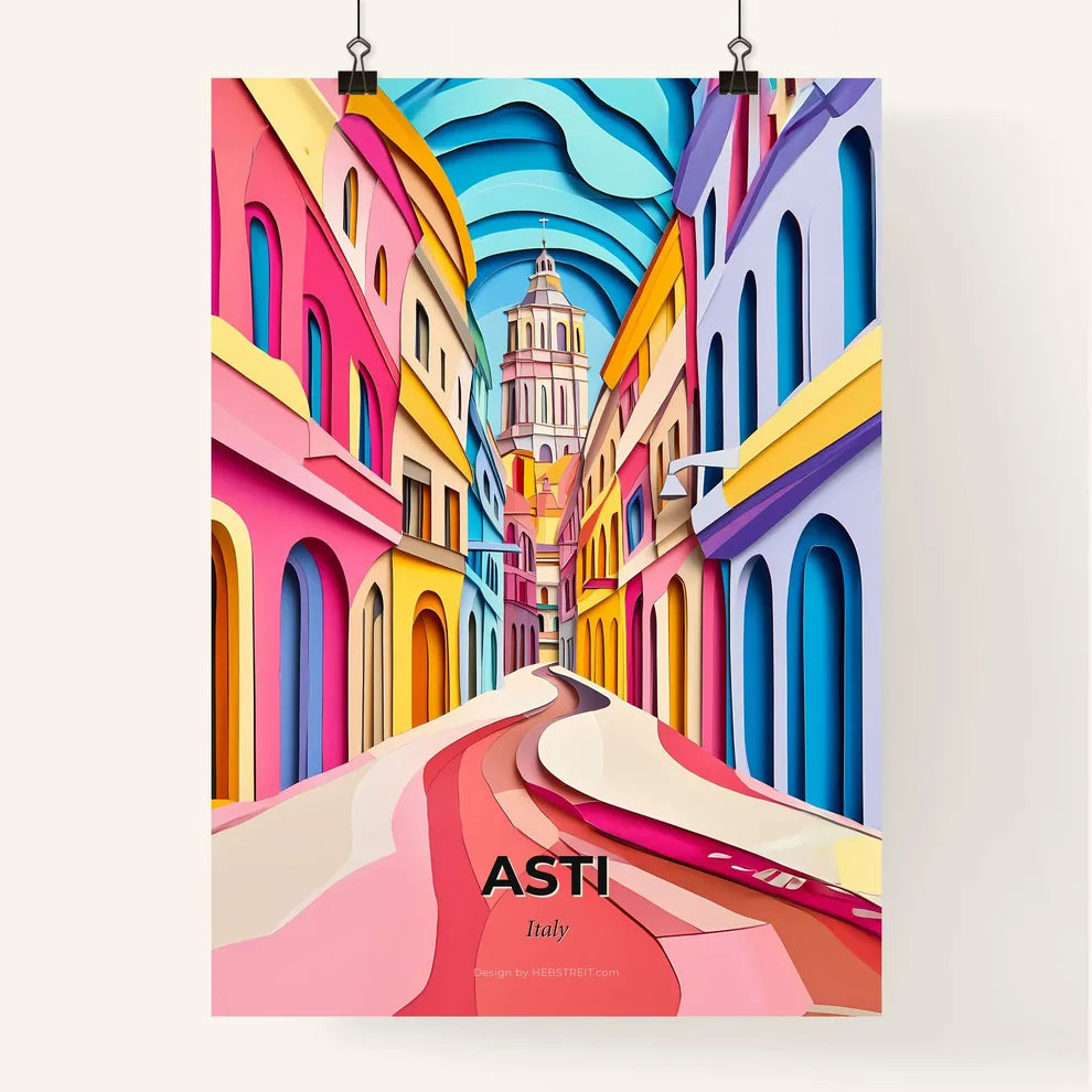 Vivid Asti, Italy, Colorful Poster