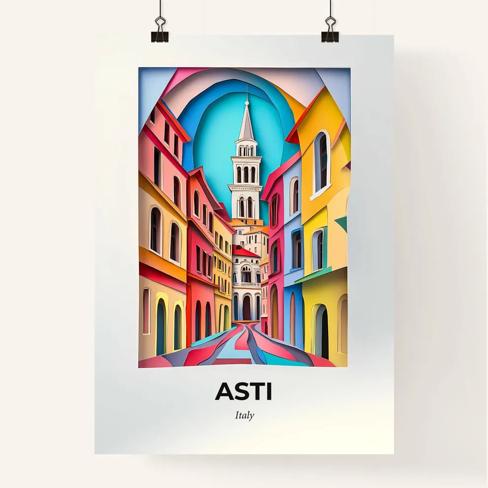 Vivid Asti, Italy, Colorful Poster