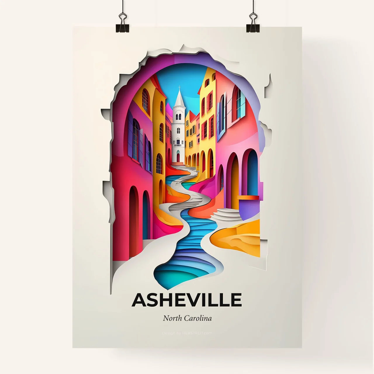 Vivid Asheville, North Carolina, Colorful Poster