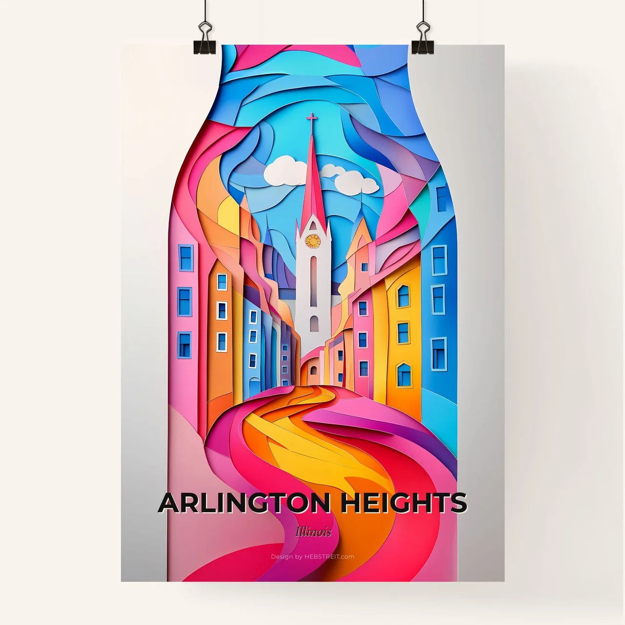 Vivid Arlington Heights, Illinois, Colorful Poster