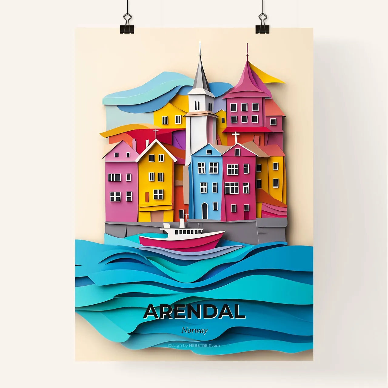 Vivid Arendal, Norway, Colorful Poster