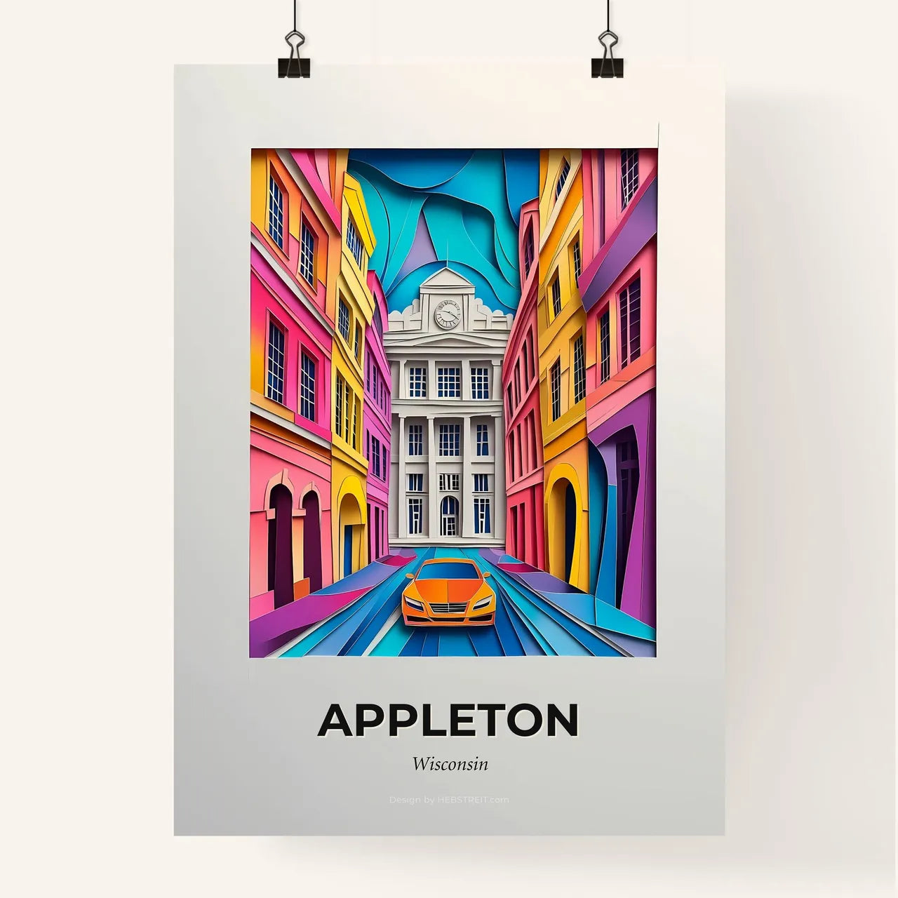Vivid Appleton, Wisconsin, Colorful Poster
