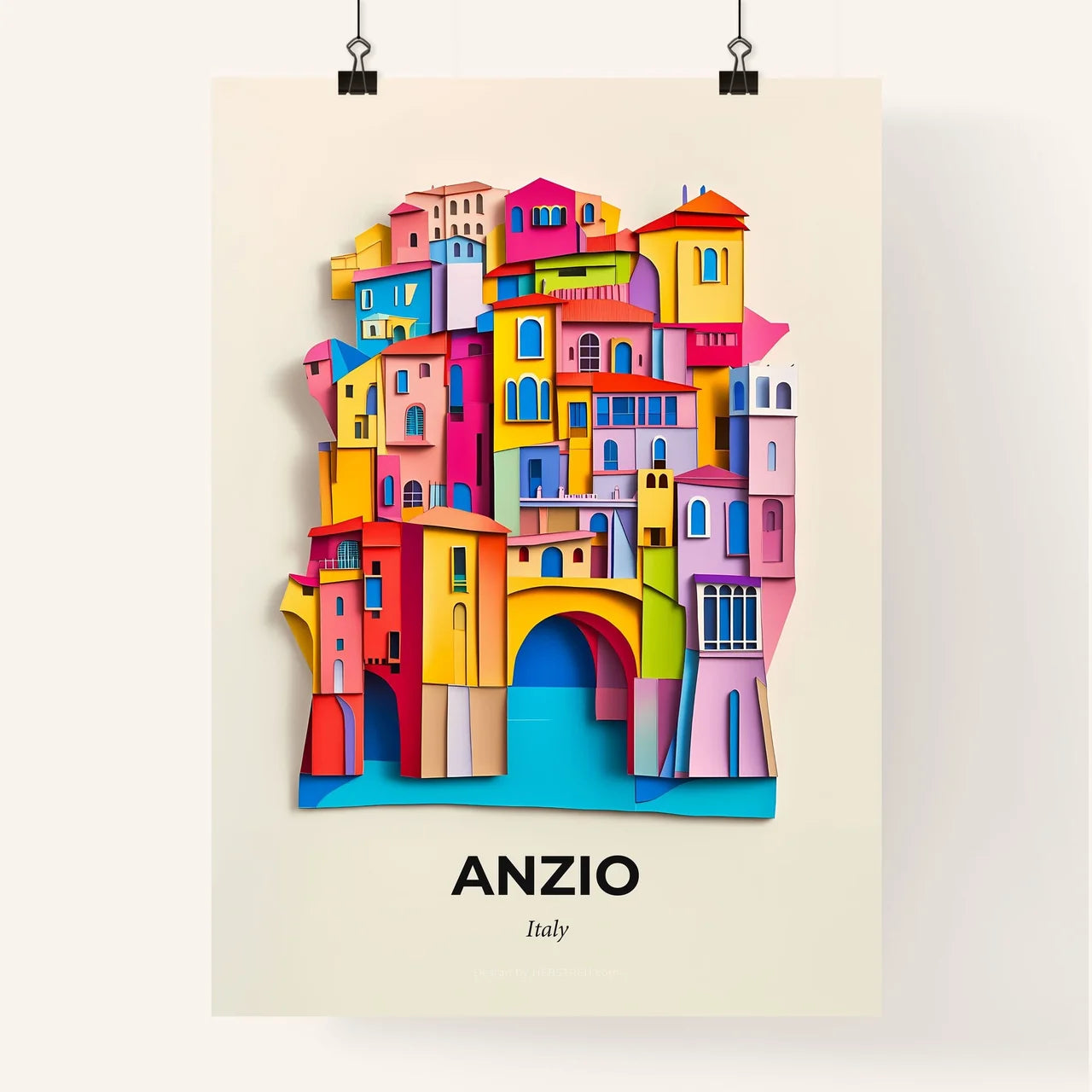 Vivid Anzio, Italy, Colorful Poster