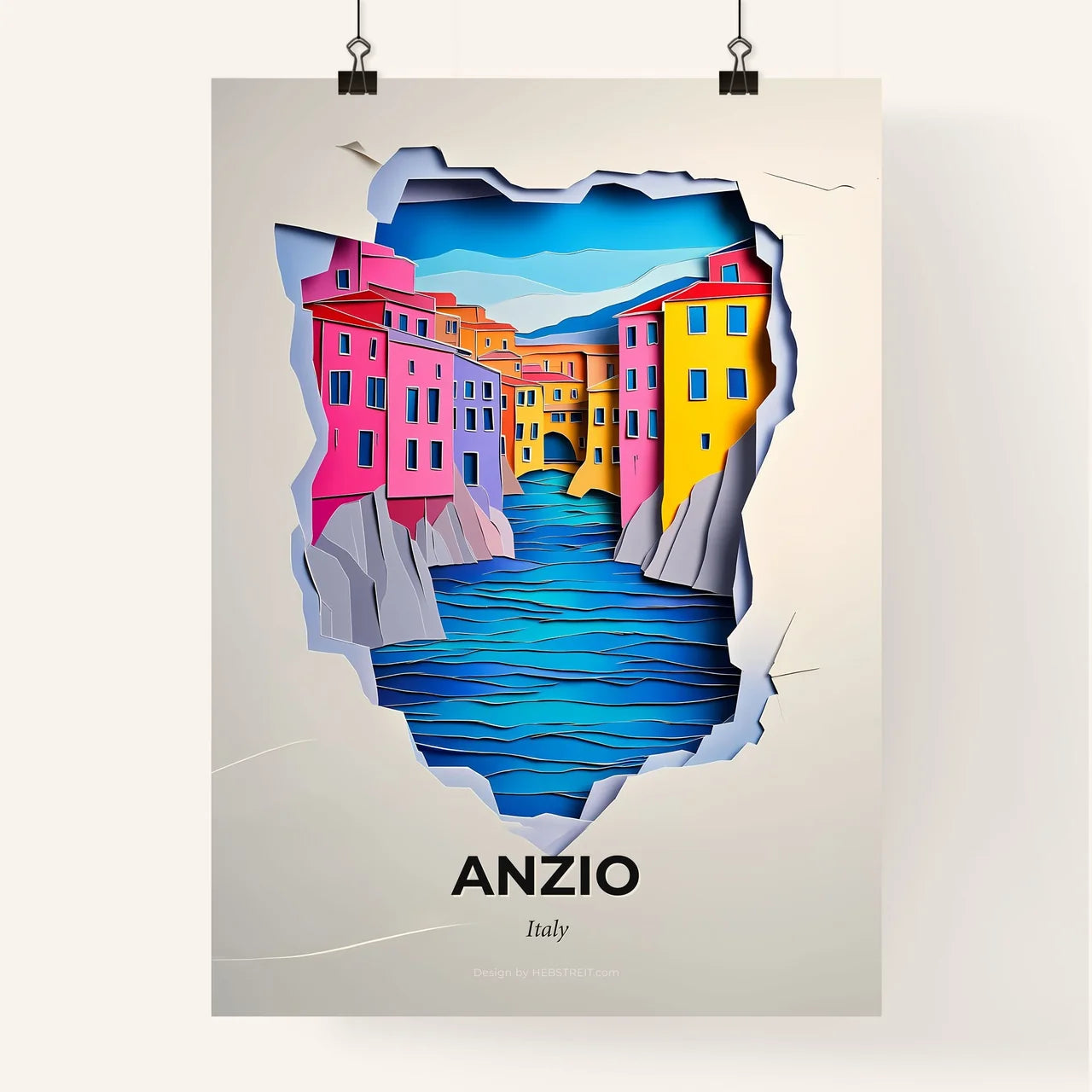 Vivid Anzio, Italy, Colorful Poster