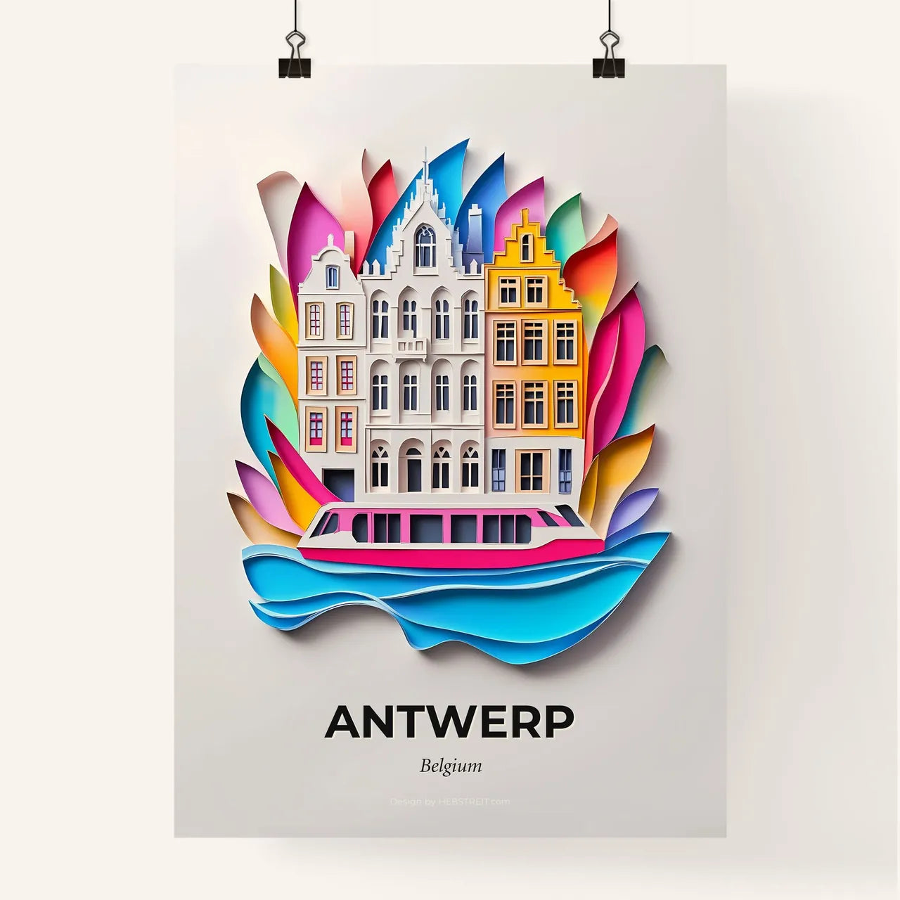 Vivid Antwerp , Belgium, Colorful Poster