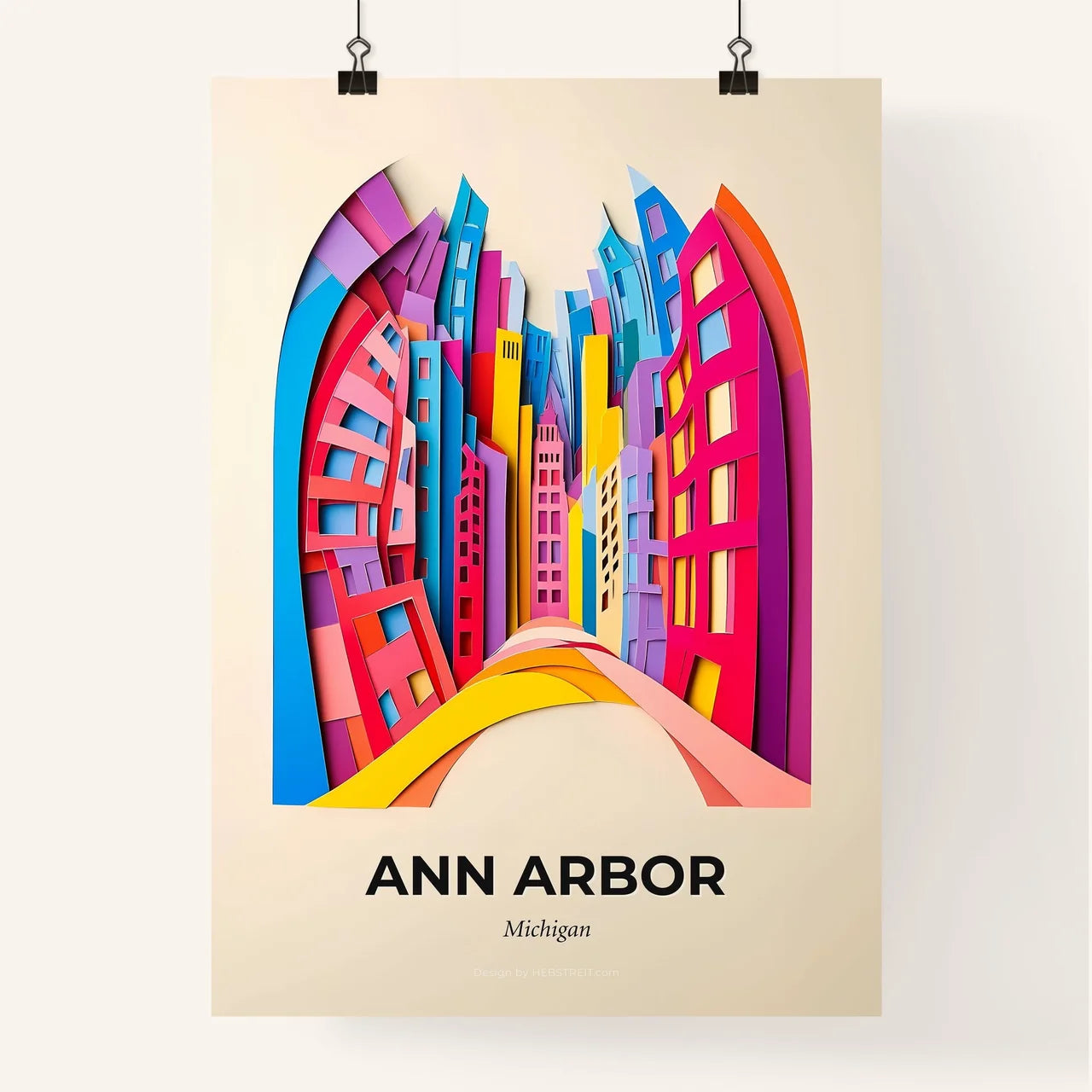 Vivid Ann Arbor, Michigan, Colorful Poster