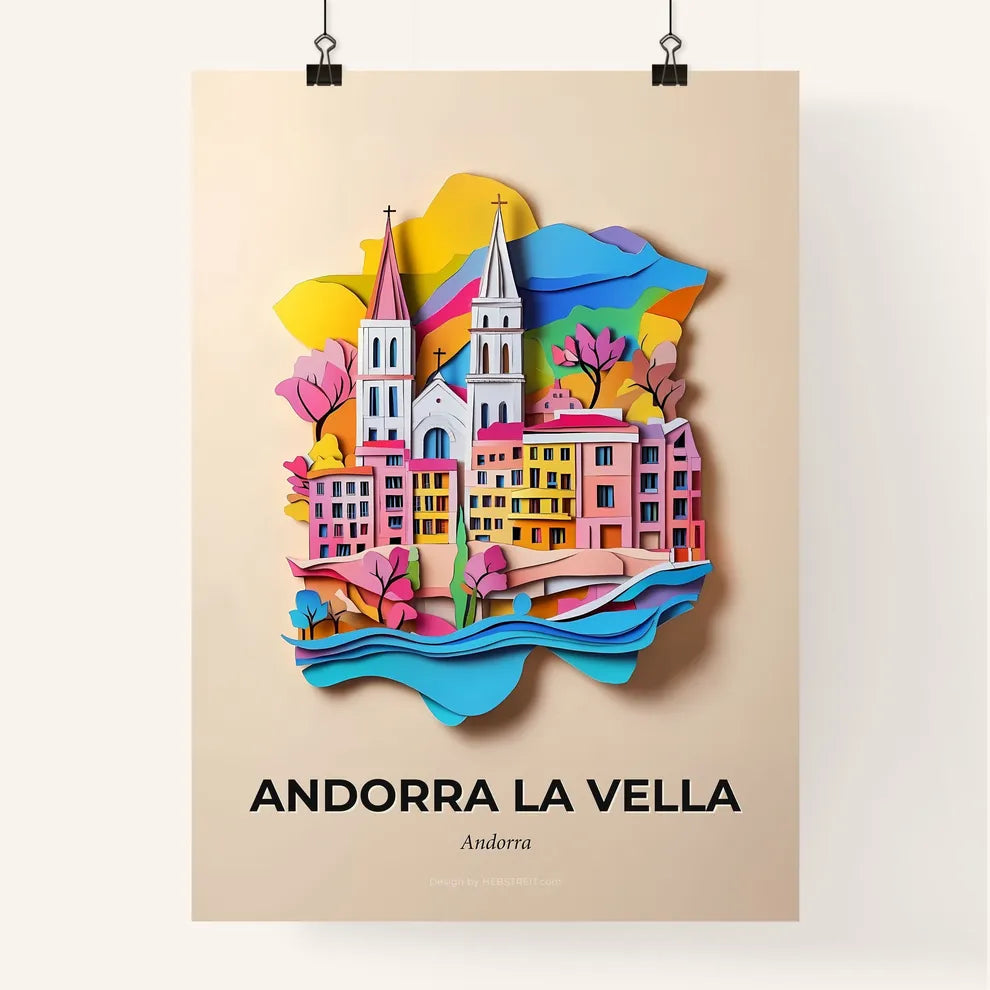 Vivid Andorra la Vella, Andorra, Colorful Poster