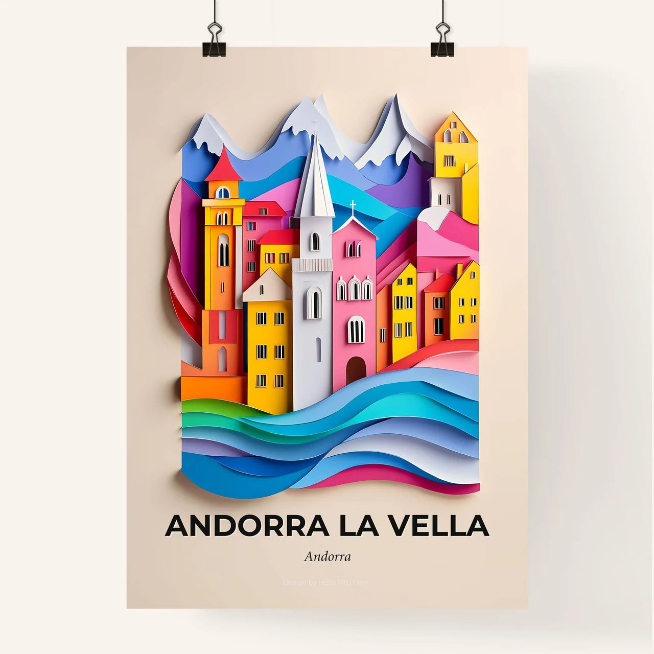 Vivid Andorra la Vella, Andorra, Colorful Poster