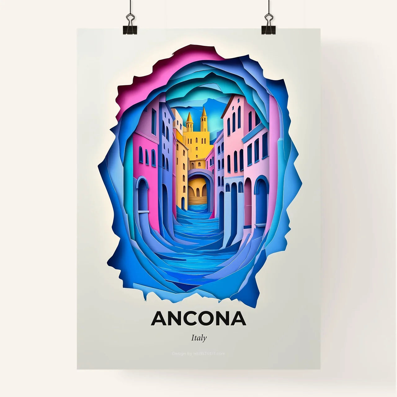 Vivid Ancona, Italy, Colorful Poster