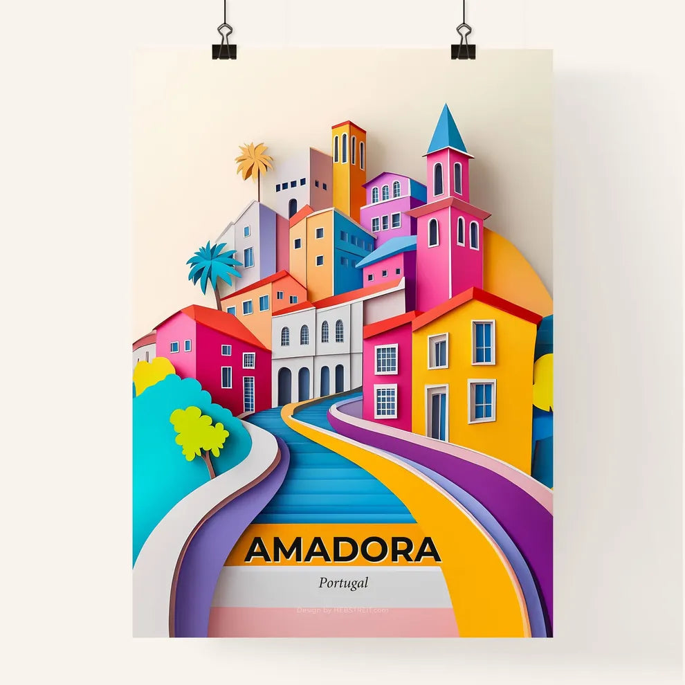 Vivid Amadora, Portugal, Colorful Poster