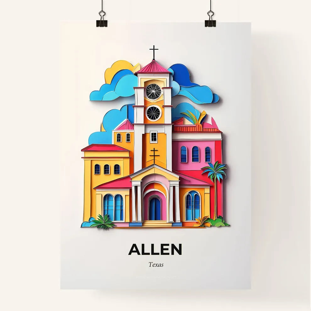 Vivid Allen, Texas, Colorful Poster
