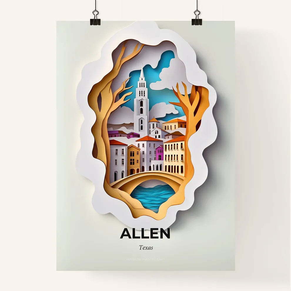 Vivid Allen, Texas, Colorful Poster