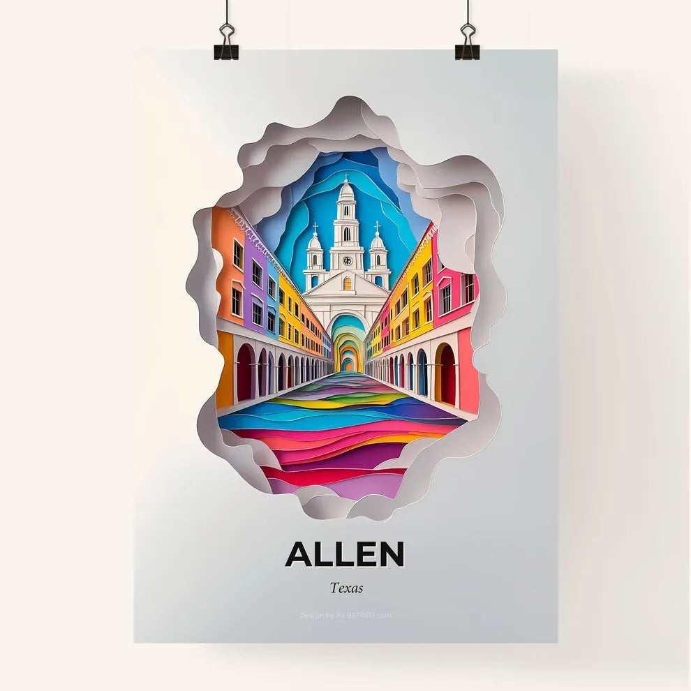 Vivid Allen, Texas, Colorful Poster