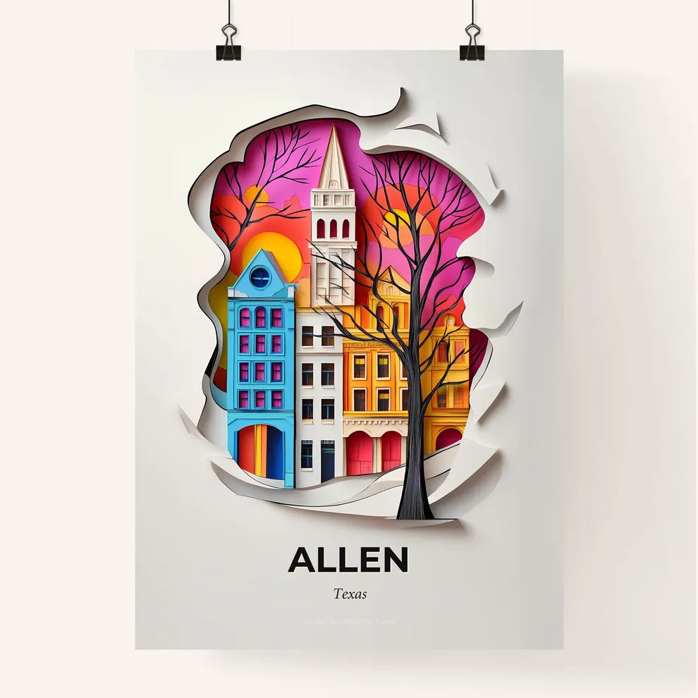 Vivid Allen, Texas, Colorful Poster