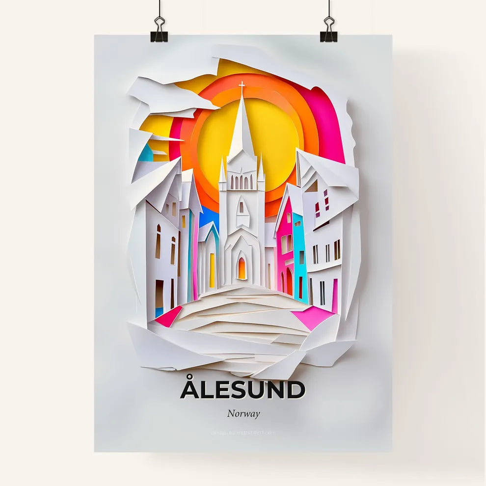 Vivid Ålesund, Norway, Colorful Poster