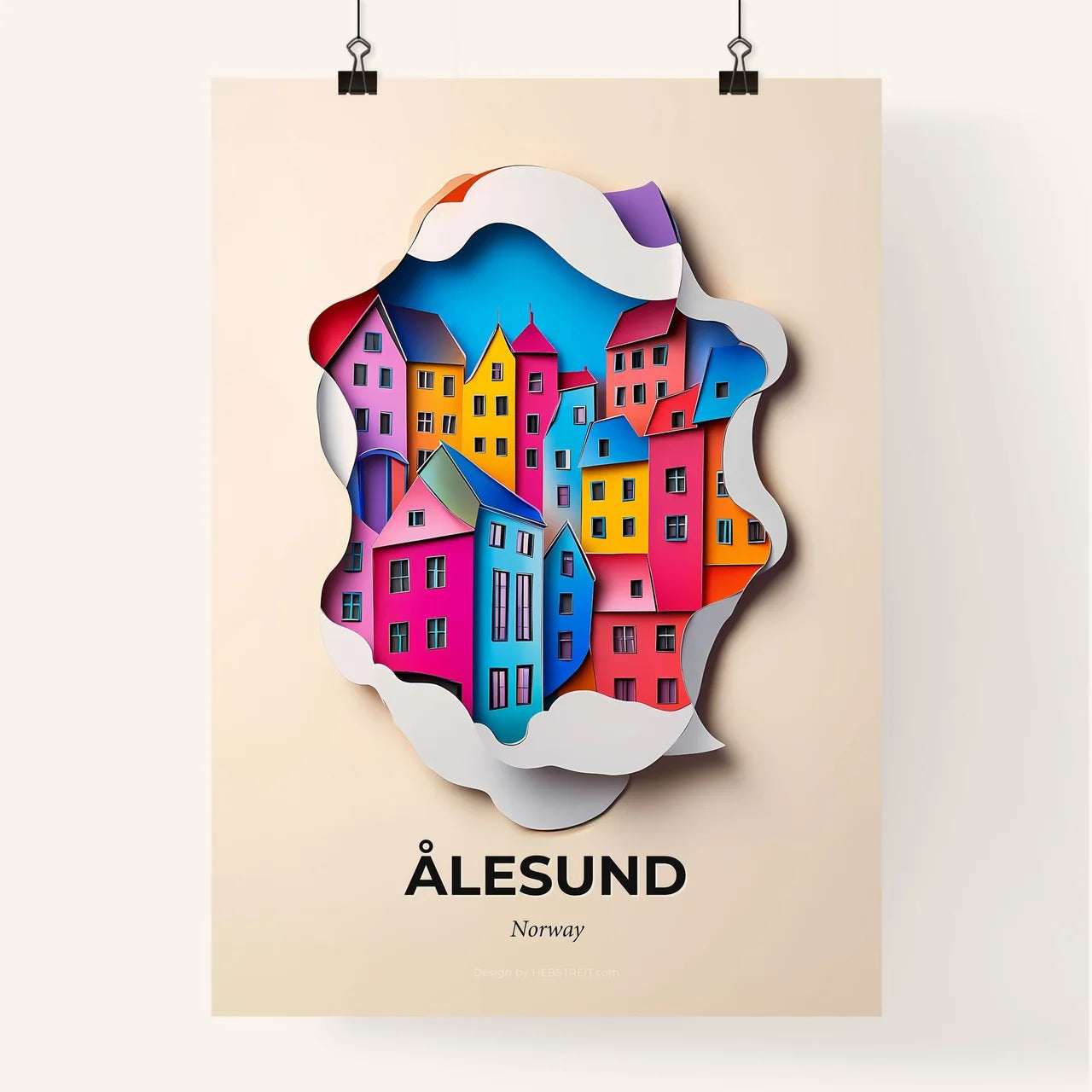 Vivid Ålesund, Norway, Colorful Poster