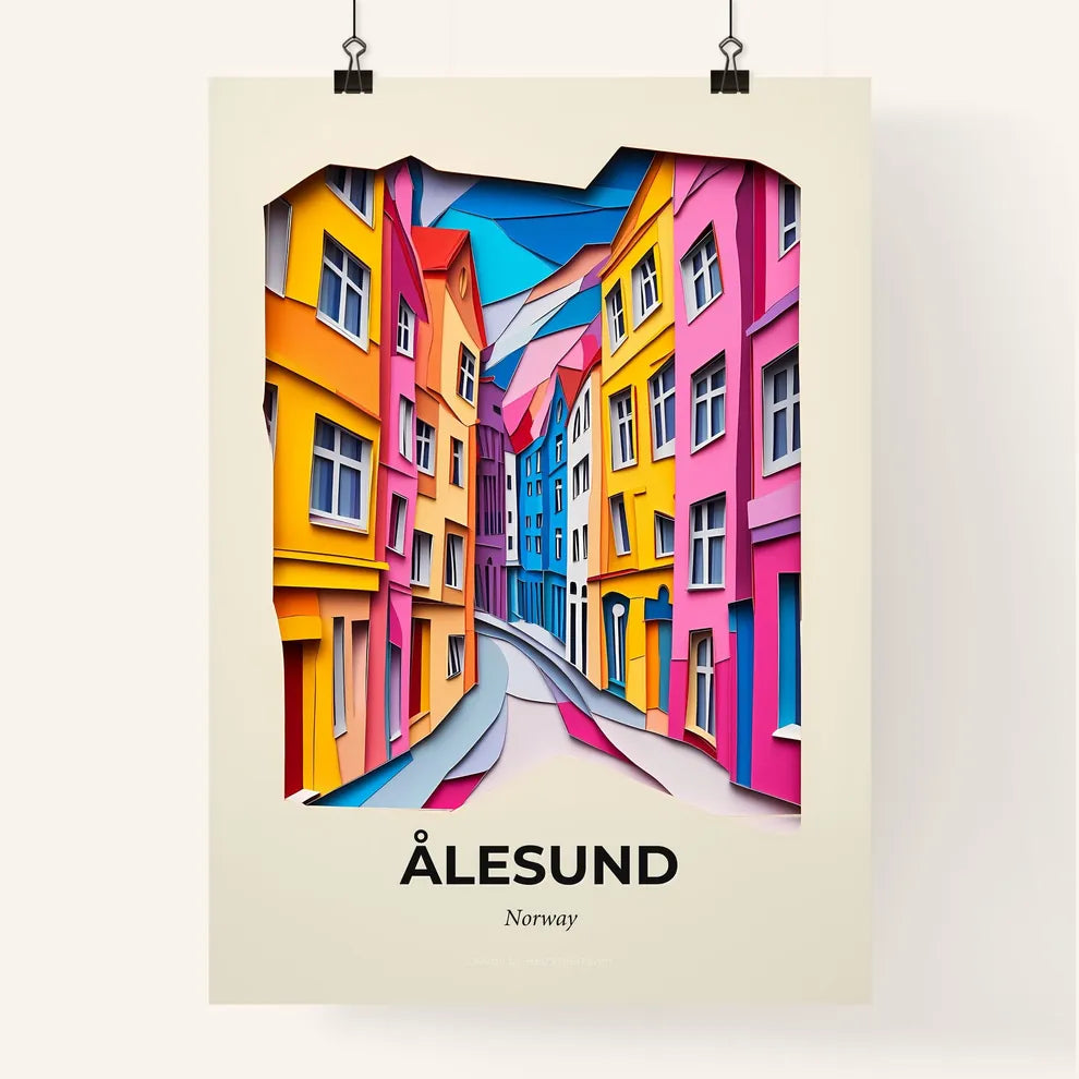 Vivid Ålesund, Norway, Colorful Poster