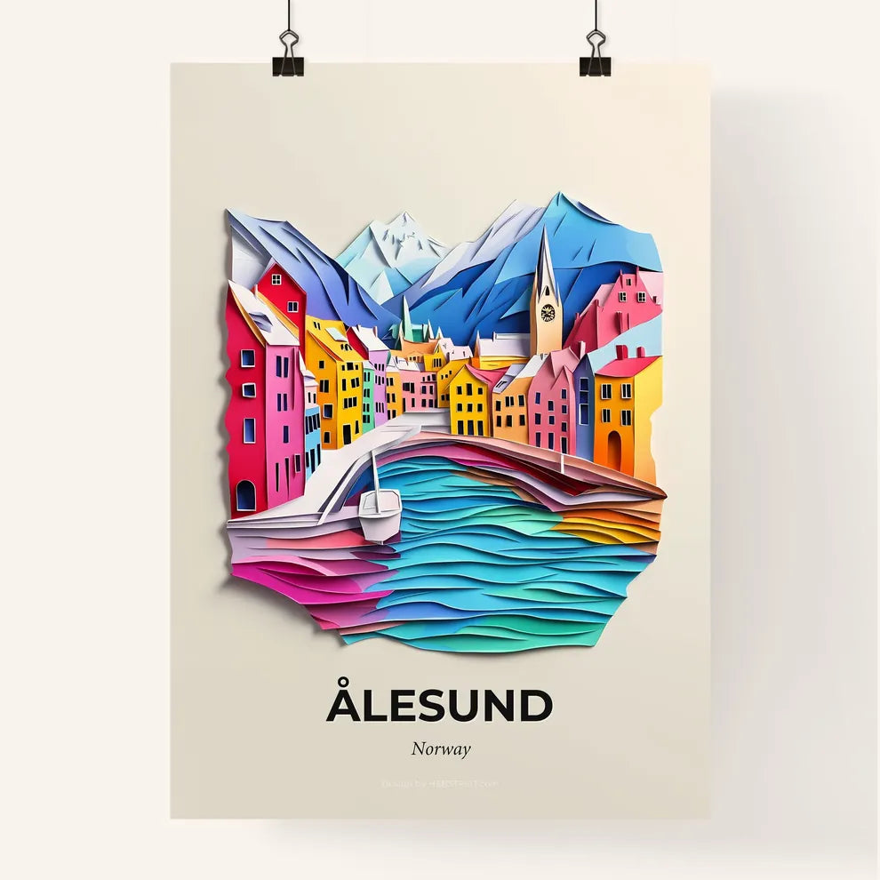 Vivid Ålesund, Norway, Colorful Poster