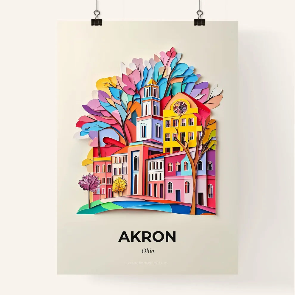 Vivid Akron, Ohio, Colorful Poster