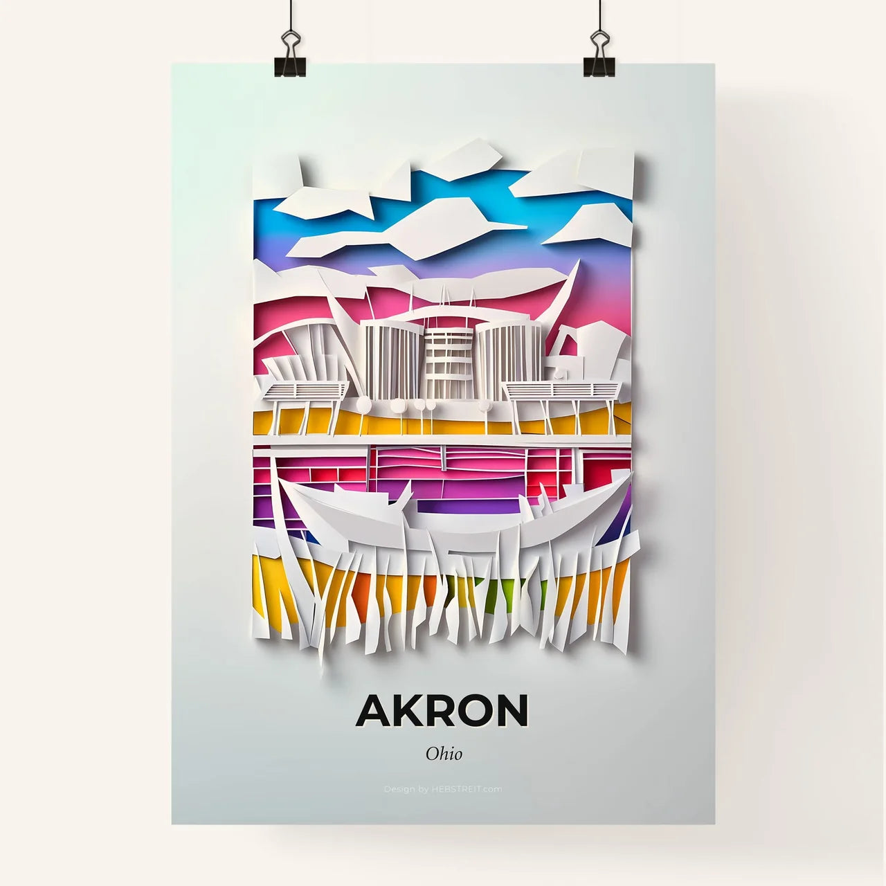 Vivid Akron, Ohio, Colorful Poster