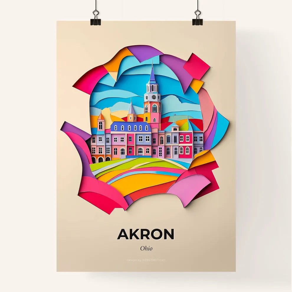 Vivid Akron, Ohio, Colorful Poster