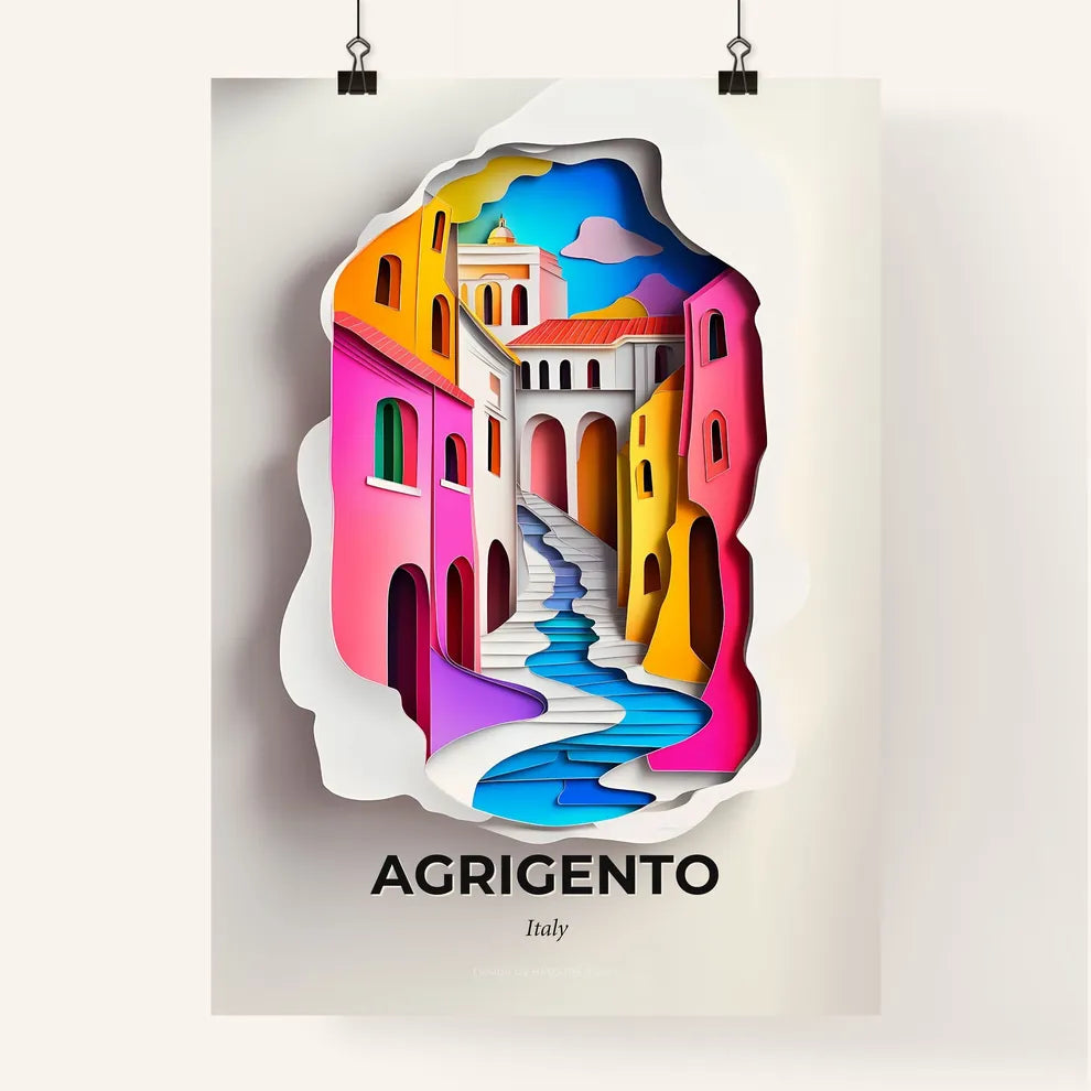 Vivid Agrigento, Italy, Colorful Poster