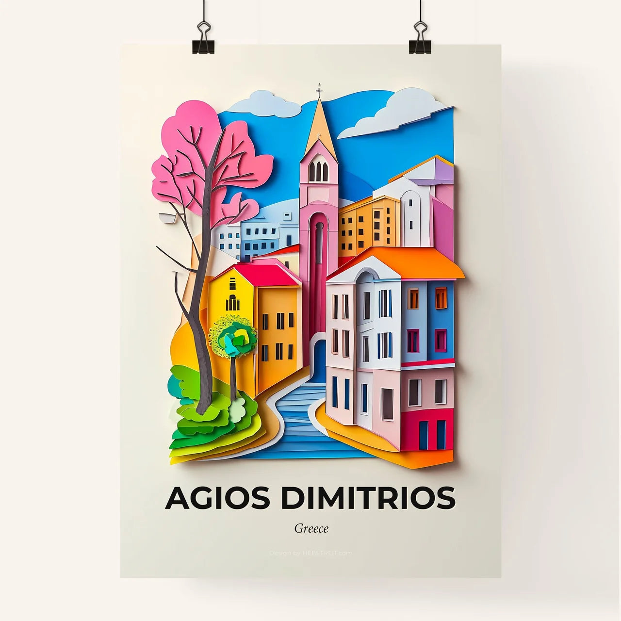 Vivid Agios Dimitrios, Greece, Colorful Poster