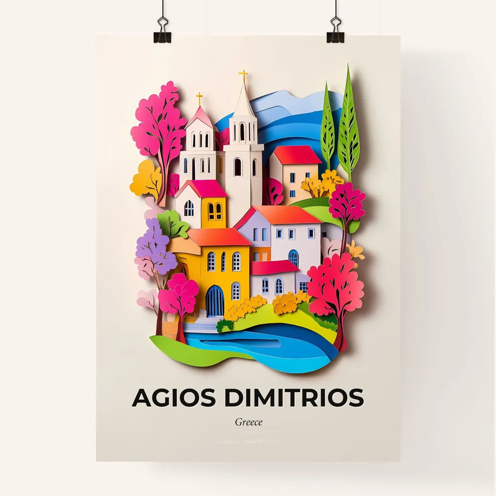 Vivid Agios Dimitrios, Greece, Colorful Poster