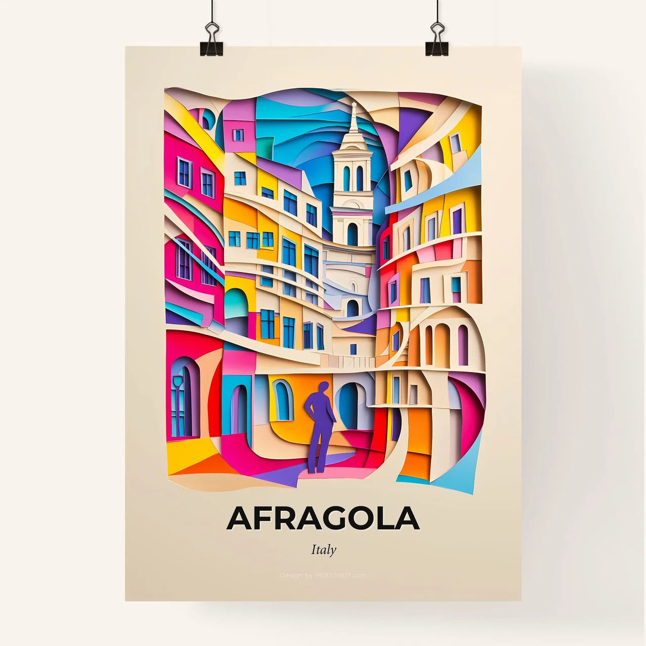 Vivid Afragola, Italy, Colorful Poster