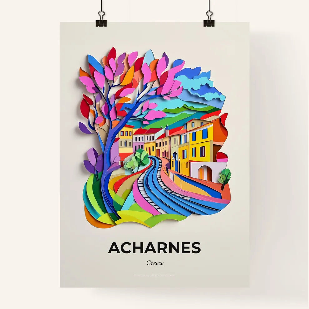 Vivid Acharnes, Greece, Colorful Poster