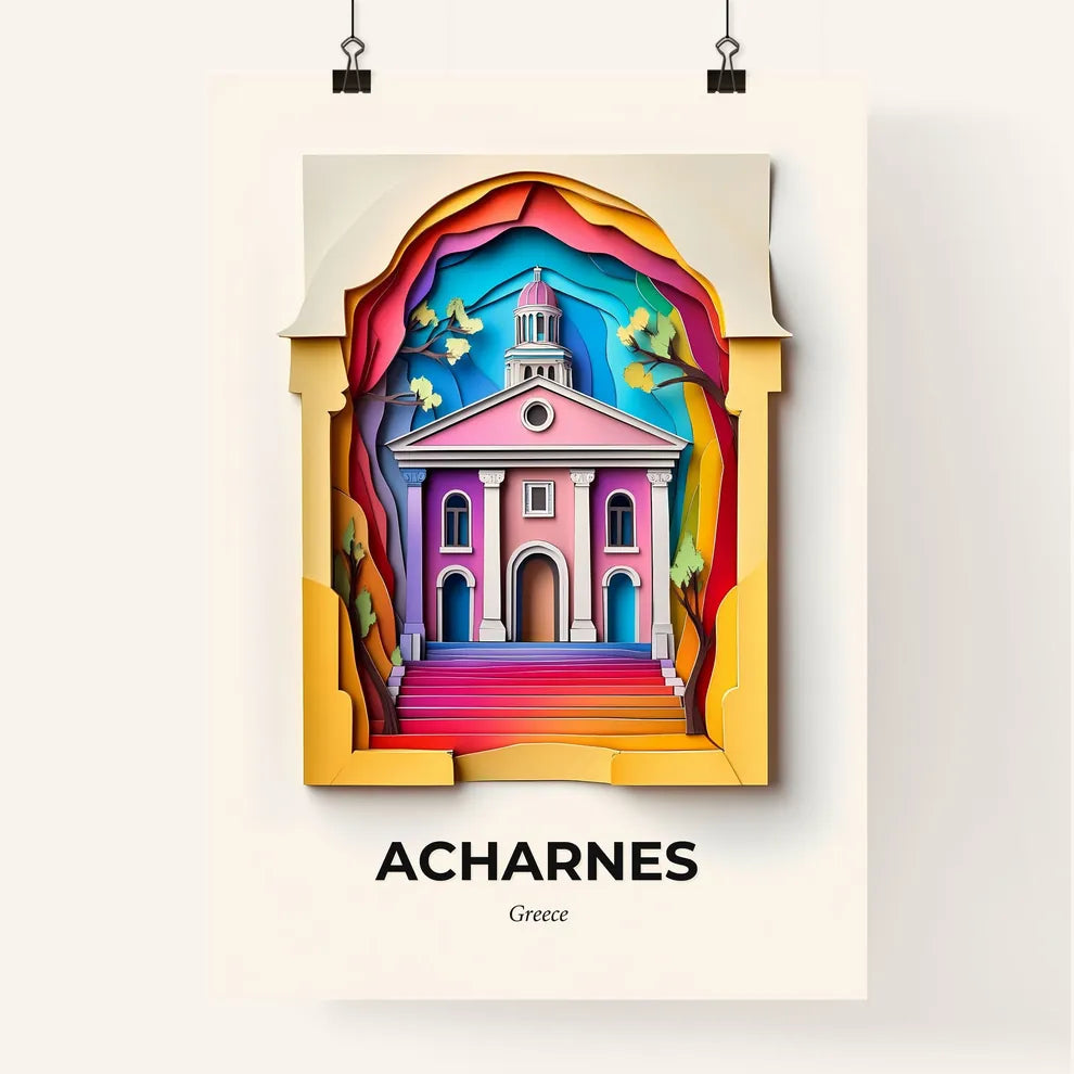 Vivid Acharnes, Greece, Colorful Poster