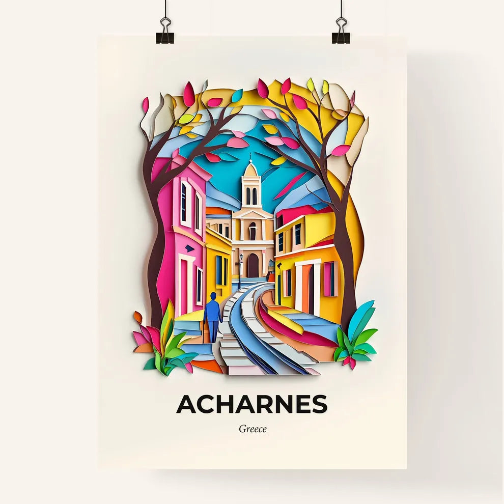 Vivid Acharnes, Greece, Colorful Poster